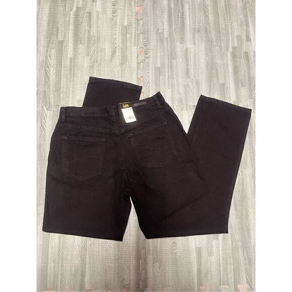 Lee Relaxed Fit Straight Mid Rise Jeans Pants Women's Petite Sz 6 Black - Picture 9 of 9